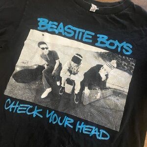 Gildan Black Tee with Blue and White Graphic